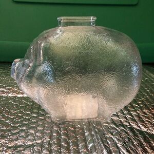 Vintage Anchor Hocking Glass Piggy Bank Approx 6.5” x 5”